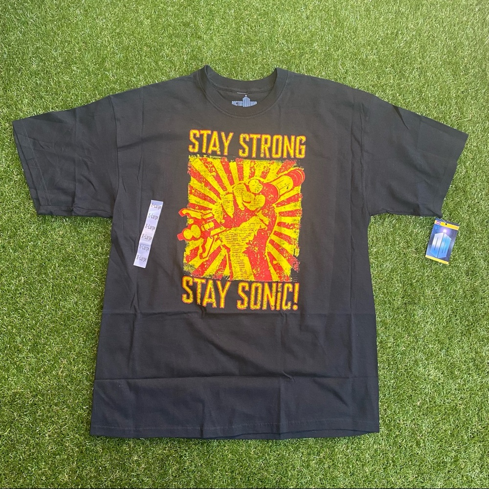 Doctor Who Graphic T-Shirt Mens XL Black NWT Stay‎ Strong Stay Sonic BBC Ripple